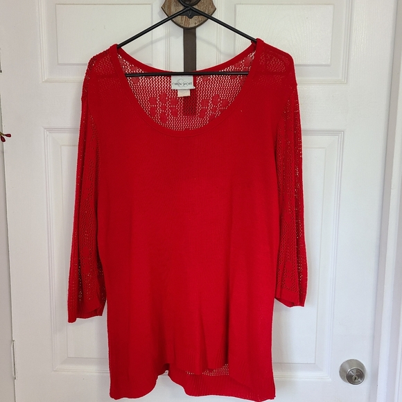 (1345) Caren Sport Woman's Swim Suit Cover-up, Size: 2x Color: Red - Picture 3 of 15